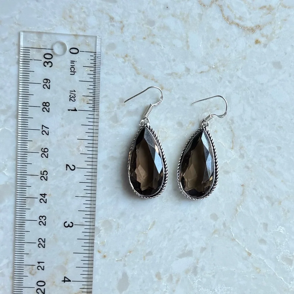 NWOT Sundance Earthen Dusk Earrings, Smokey Quartz, Sterling Silver - Picture 6 of 6